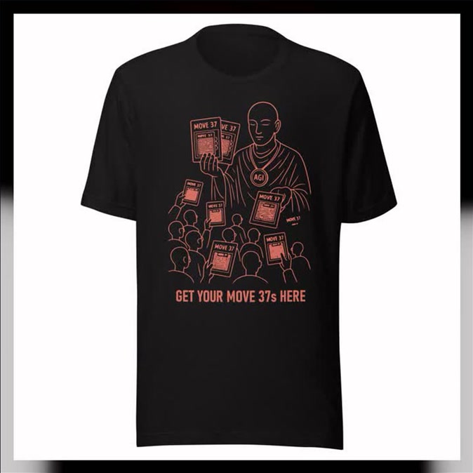 Full front view of the black Move 37 graphic T-shirt