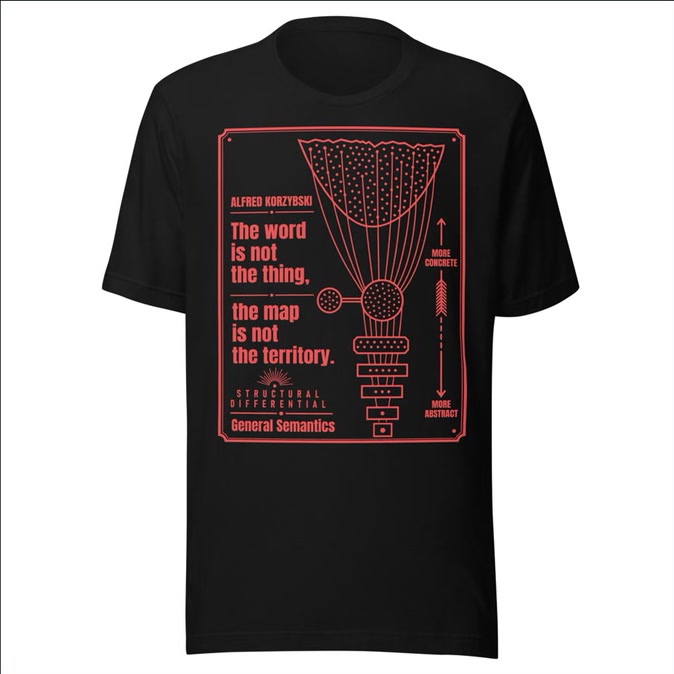 Full front view of the black The Map Is Not the Territory graphic T-shirt
